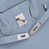 爱马仕爱马仕伯金30蓝色戒指银支架□P雕刻（2012年）女士托里昂·莱曼斯手提包A级使用Ginzo