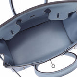 爱马仕爱马仕伯金30蓝色戒指银支架□P雕刻（2012年）女士托里昂·莱曼斯手提包A级使用Ginzo