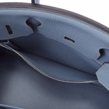 爱马仕爱马仕伯金30蓝色戒指银支架□P雕刻（2012年）女士托里昂·莱曼斯手提包A级使用Ginzo