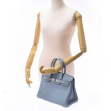 爱马仕爱马仕伯金30蓝色戒指银支架□P雕刻（2012年）女士托里昂·莱曼斯手提包A级使用Ginzo