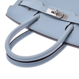 爱马仕爱马仕伯金30蓝色戒指银支架□P雕刻（2012年）女士托里昂·莱曼斯手提包A级使用Ginzo