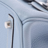 爱马仕爱马仕伯金30蓝色戒指银支架□P雕刻（2012年）女士托里昂·莱曼斯手提包A级使用Ginzo