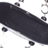 CHRISTIAN DIOR クリスチャンディオール トロッター柄 植物柄刺繍 黒 シルバー金具 レディース ジャガード ハンドバッグ ABランク 中古 銀蔵