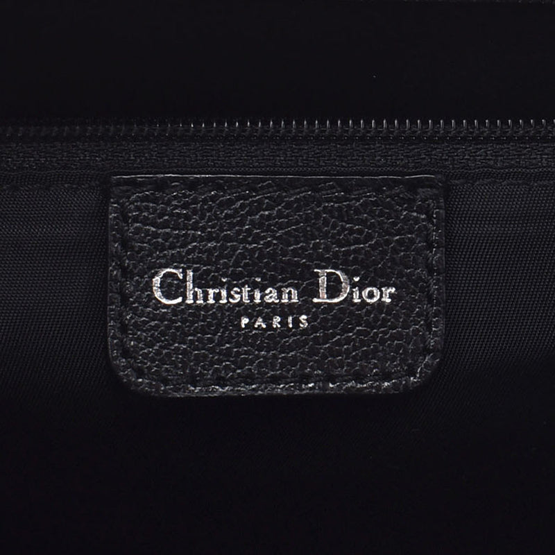 CHRISTIAN DIOR クリスチャンディオール トロッター柄 植物柄刺繍 黒 シルバー金具 レディース ジャガード ハンドバッグ ABランク 中古 銀蔵