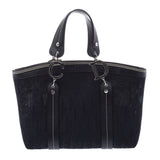 CHRISTIAN DIOR クリスチャンディオール トロッター柄 植物柄刺繍 黒 シルバー金具 レディース ジャガード ハンドバッグ ABランク 中古 銀蔵