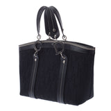 CHRISTIAN DIOR クリスチャンディオール トロッター柄 植物柄刺繍 黒 シルバー金具 レディース ジャガード ハンドバッグ ABランク 中古 銀蔵