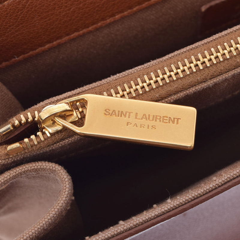 SAINT LAURENT Saint Laurent Muse Tou 2WAY Tea Gold Bracket 313499 Ladies Leather Canvas Handbag A Rank used Ginzo