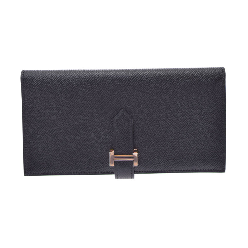 HERMES Hermes Bears France Black Rose Gold Bracket D (Around 2019) Ladies Vo Epson Long Wallet New Used Ginzo