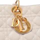 CHRISTIAN DIOR クリスチャンディオール カナージュバッグ アイボリー ゴールド金具 レディース ラムスキン ハンドバッグ Bランク 中古 銀蔵