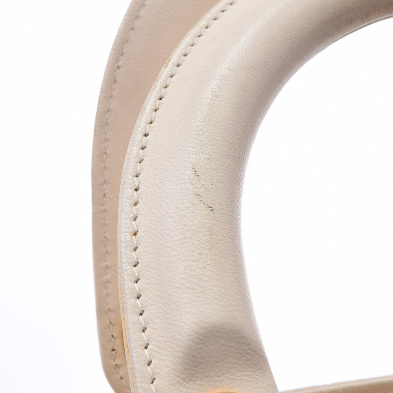 CHRISTIAN DIOR クリスチャンディオール カナージュバッグ アイボリー ゴールド金具 レディース ラムスキン ハンドバッグ Bランク 中古 銀蔵