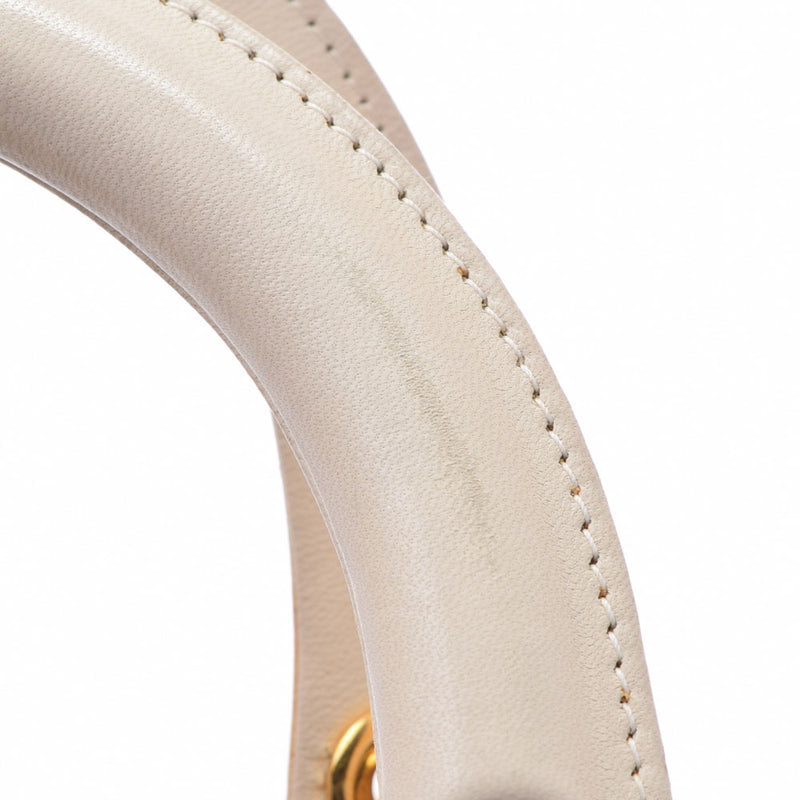 CHRISTIAN DIOR クリスチャンディオール カナージュバッグ アイボリー ゴールド金具 レディース ラムスキン ハンドバッグ Bランク 中古 銀蔵