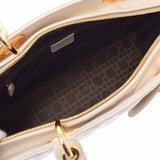 CHRISTIAN DIOR クリスチャンディオール カナージュバッグ アイボリー ゴールド金具 レディース ラムスキン ハンドバッグ Bランク 中古 銀蔵