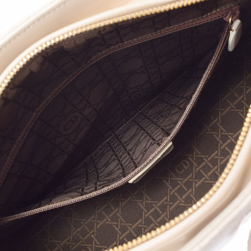 CHRISTIAN DIOR クリスチャンディオール カナージュバッグ アイボリー ゴールド金具 レディース ラムスキン ハンドバッグ Bランク 中古 銀蔵