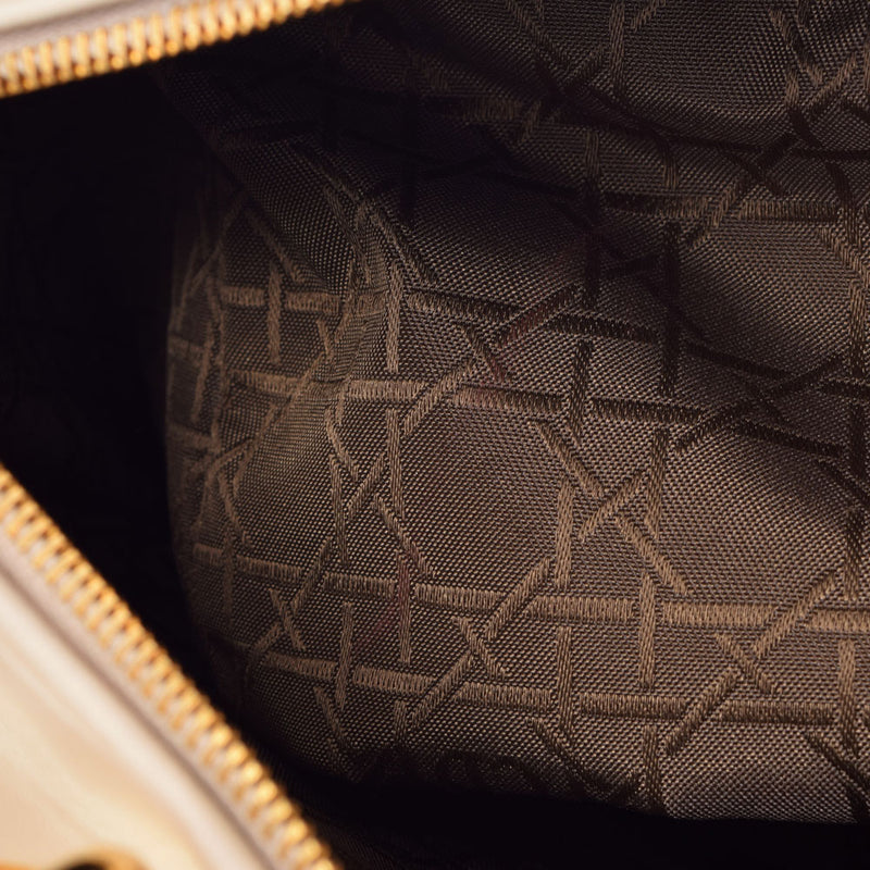 CHRISTIAN DIOR クリスチャンディオール カナージュバッグ アイボリー ゴールド金具 レディース ラムスキン ハンドバッグ Bランク 中古 銀蔵