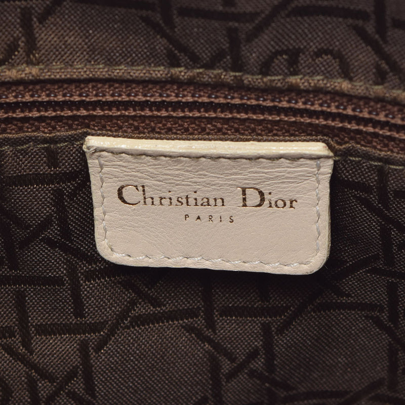 CHRISTIAN DIOR クリスチャンディオール カナージュバッグ アイボリー ゴールド金具 レディース ラムスキン ハンドバッグ Bランク 中古 銀蔵