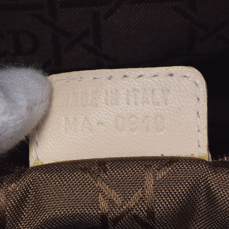 CHRISTIAN DIOR クリスチャンディオール カナージュバッグ アイボリー ゴールド金具 レディース ラムスキン ハンドバッグ Bランク 中古 銀蔵