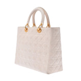 CHRISTIAN DIOR クリスチャンディオール カナージュバッグ アイボリー ゴールド金具 レディース ラムスキン ハンドバッグ Bランク 中古 銀蔵