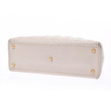 CHRISTIAN DIOR クリスチャンディオール カナージュバッグ アイボリー ゴールド金具 レディース ラムスキン ハンドバッグ Bランク 中古 銀蔵