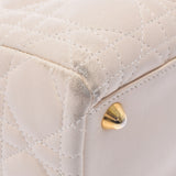 CHRISTIAN DIOR クリスチャンディオール カナージュバッグ アイボリー ゴールド金具 レディース ラムスキン ハンドバッグ Bランク 中古 銀蔵