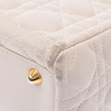 CHRISTIAN DIOR クリスチャンディオール カナージュバッグ アイボリー ゴールド金具 レディース ラムスキン ハンドバッグ Bランク 中古 銀蔵