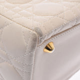 CHRISTIAN DIOR クリスチャンディオール カナージュバッグ アイボリー ゴールド金具 レディース ラムスキン ハンドバッグ Bランク 中古 銀蔵