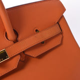 HERMES Hermes Birkin 35 Orange Gold Bracket □ C engraved (around 1999) Unisex Vola River Handbag B Rank used Ginzo