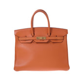 HERMES Hermes Birkin 35 Orange Gold Bracket □ C engraved (around 1999) Unisex Vola River Handbag B Rank used Ginzo