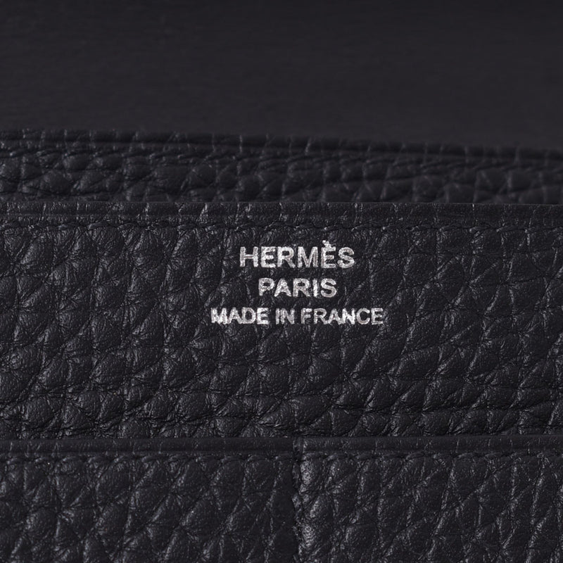 HERMES エルメス ドゴン GM 黒 シルバー金具 D刻印(2019年頃) ユニセックス トゴ 長財布 Aランク 中古 銀蔵