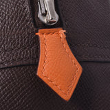 HERMES エルメス プリュム32 バイカラー カカオ/オレンジ シルバー金具 □J刻印(2006年頃) レディース ヴォーエプソン ハンドバッグ Bランク 中古 銀蔵