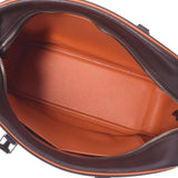 HERMES エルメス プリュム32 バイカラー カカオ/オレンジ シルバー金具 □J刻印(2006年頃) レディース ヴォーエプソン ハンドバッグ Bランク 中古 銀蔵