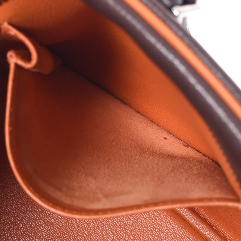 HERMES エルメス プリュム32 バイカラー カカオ/オレンジ シルバー金具 □J刻印(2006年頃) レディース ヴォーエプソン ハンドバッグ Bランク 中古 銀蔵