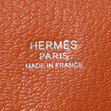 HERMES エルメス プリュム32 バイカラー カカオ/オレンジ シルバー金具 □J刻印(2006年頃) レディース ヴォーエプソン ハンドバッグ Bランク 中古 銀蔵