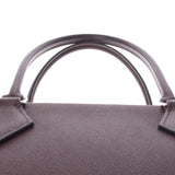 HERMES エルメス プリュム32 バイカラー カカオ/オレンジ シルバー金具 □J刻印(2006年頃) レディース ヴォーエプソン ハンドバッグ Bランク 中古 銀蔵