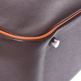 HERMES エルメス プリュム32 バイカラー カカオ/オレンジ シルバー金具 □J刻印(2006年頃) レディース ヴォーエプソン ハンドバッグ Bランク 中古 銀蔵