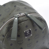 MCM MCM Eem Backpack Studs Khaki Silver Bracket Ladies Leather Backpack Daypack AB Rank Used Ginzo