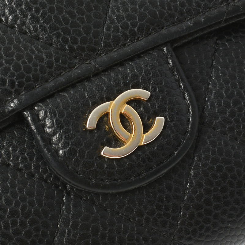 CHANEL シャネル マトラッセ ロングフラップウォレット 黒 ゴールド金具 A80758 レディース キャビアスキン 長財布 Bランク 中古 銀蔵