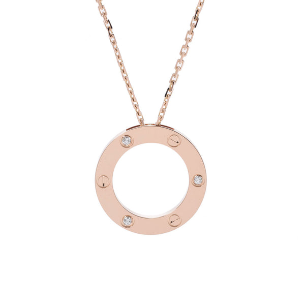 CARTIER Cartier Love Necklace 3 Pave Diamond Pink Gold Ladies K18PG Necklace A Rank used Ginzo