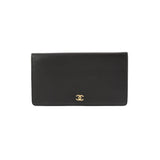 香奈儿香奈儿Coco Mark Bi -Fold Black Ladies Calf Wallet AB级使用Ginzo