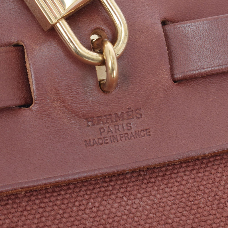 HERMES Hermes Elebag PM Maron □ E engraved (around 2001) Unisex Canvas Handbag B Rank Used Ginzo