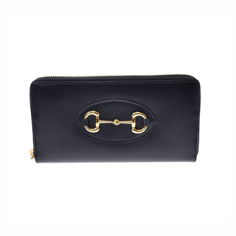 Gucci Long Wallet with Horsebit, Black, Leather