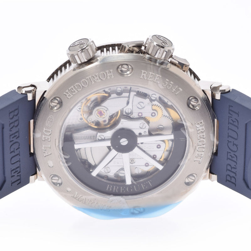Breguet Brege Marine Alarm音乐剧5547BB/Y2/5ZU男士WG/橡胶手表自动蓝色拨号未使用的Ginzo