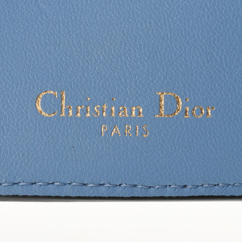 克里斯蒂安·迪奥（Christian dior Christian Dior）鞍鞍钱包紧凑型钱包浅蓝色女士皮革三重钱包级使用Ginzo