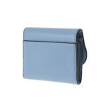 Christian DIOR Christian Dior Saddle Wallet Compact Wallet Light Blue Ladies Leather Triple Wallet A Rank used Ginzo