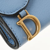 克里斯蒂安·迪奥（Christian dior Christian Dior）鞍鞍钱包紧凑型钱包浅蓝色女士皮革三重钱包级使用Ginzo