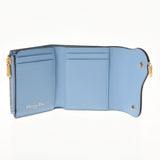 Christian DIOR Christian Dior Saddle Wallet Compact Wallet Light Blue Ladies Leather Triple Wallet A Rank used Ginzo