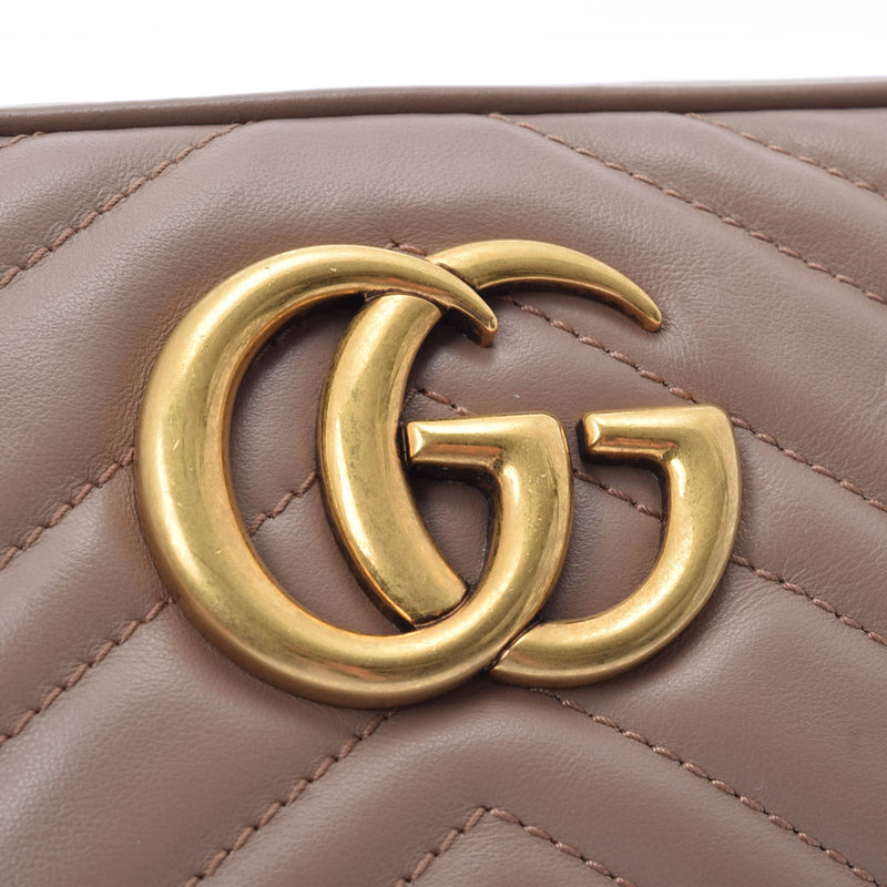 Gucci Gucci GG Marmont肩带袋金色支架447632女士LAMBSKINY肩带AB AB等级使用Ginzo