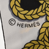 HERMES Hermes Twilly Galons et Brandebourgs/Brandenburg decoration Black/White/Yellow Ladies Silk 100 % Scarf A Rank used Ginzo