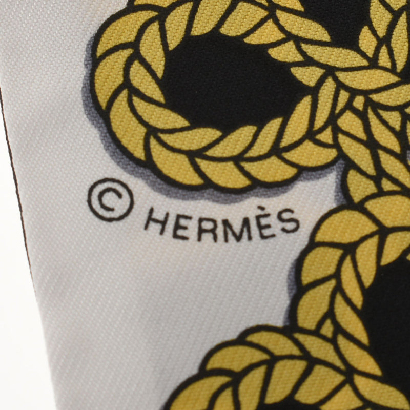 爱马仕爱马仕（Hermes Hermes）Twilly Galons et Brandebourgs/Brandenburg装饰黑色/白色/黄色女士丝绸100％围巾一条二手Ginzo