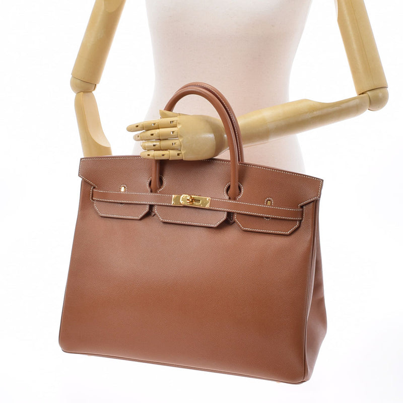 HERMES エルメス バーキン 40 ゴールド ゴールド金具 □B刻印(1998年頃) ユニセックス クシュベル ハンドバッグ Aランク 中古 銀蔵