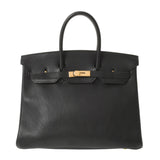 HERMES Hermes Birkin 35 Black Gold Bracket ○ Z engraved (around 1996) Unisex Fjord Handbag B Rank used Ginzo